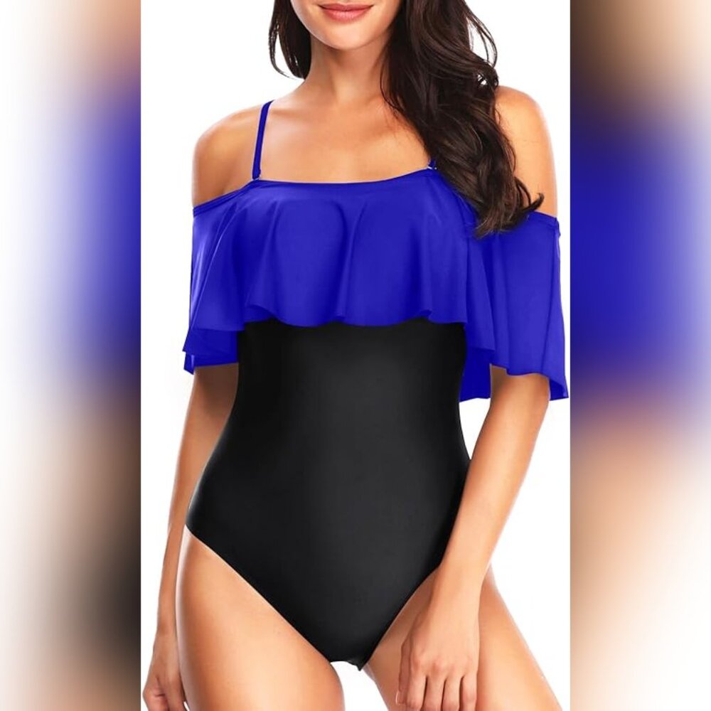 Tempt Me Women's One Piece Swimsuit Off Shoulder Ruffled NWT Size XL